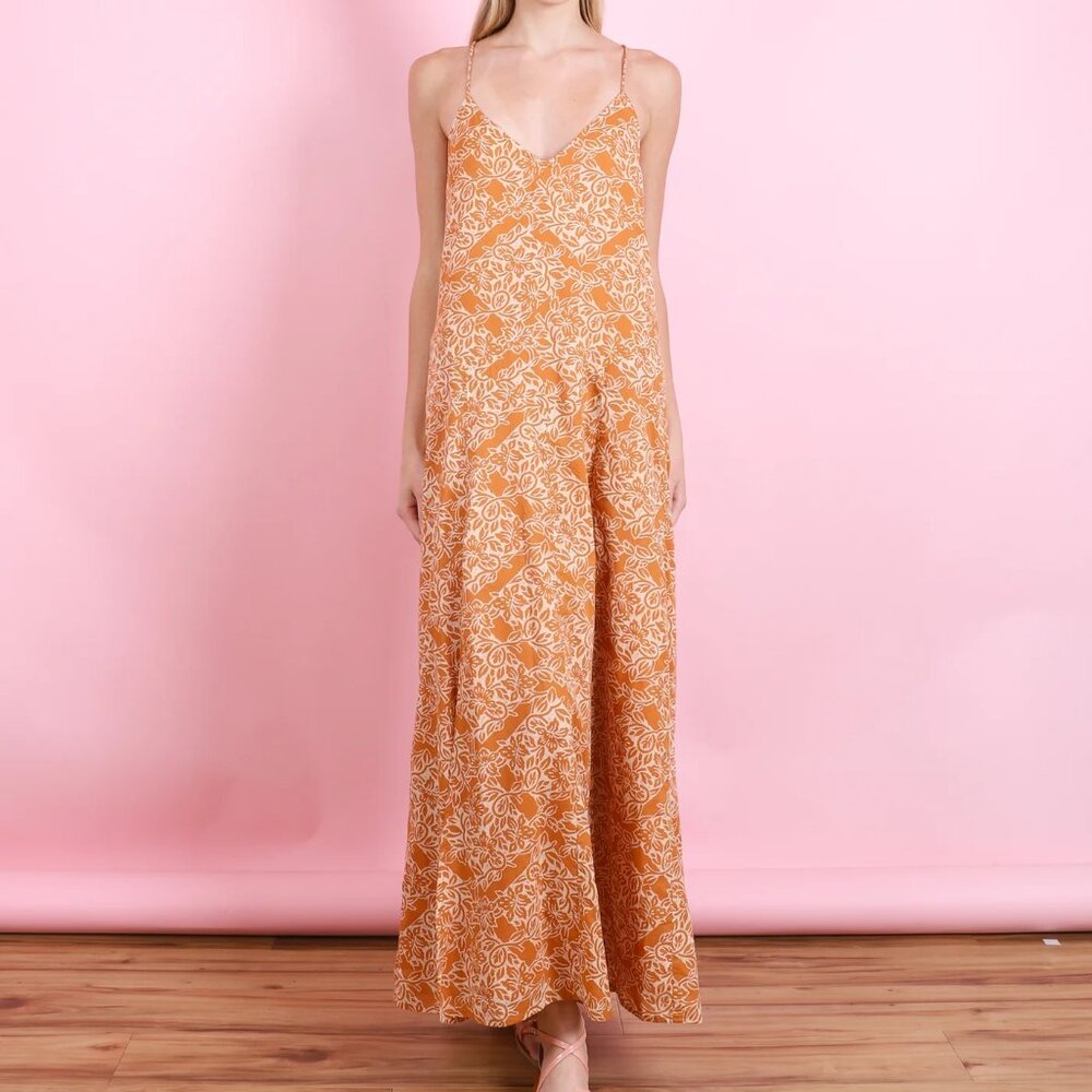 Hannah Artwear Cotton Block-Print Maxi Dress